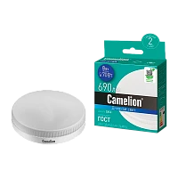 Лампа светодиодная Camelion GX53 8W 6500К 170-265V таблетка матовая (1/5/100)