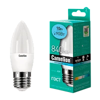 Лампа светодиодная Camelion C35 E27 10W 4500К 170-265V свеча матовая (1/10/100)