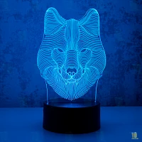 Светильник настольный Старт "3D Волк" 2W 220V на основании сенс. черный