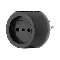 Разветвитель Без бренда "Круглый" 3р.Б/З 6A черный (1/50)