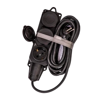Удлинитель Космос 3р.С/З 16A 5м 3х2.5мм² IP44 черный (1/16)