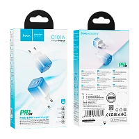 Сетевое З/У HOCO C101A Type-C 20W голубой (1/11/110)