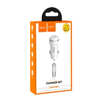 Автомобильное З/У HOCO Z27 2USB 2.4A белый (1/10/100)