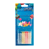 Свечи для торта Волшебная страна 5см с подставкой 24шт. разноцветный (1/24/288)