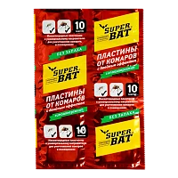 Пластины от мух и комаров SuperBAT двойного действия 10шт. в упаковке красные (1/240)