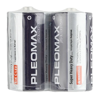 Батарейка Pleomax Super R14 C Shrink 2 Heavy Duty 1.5V (2/24/480/9600)
