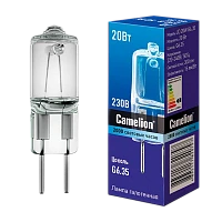 Лампа галогенная Camelion JD G6.35 20W 2800К 220-240V капсула прозрачная (1/5/100)