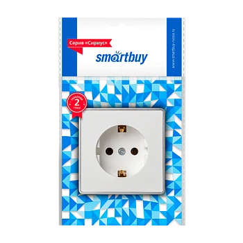Розетка Smartbuy "Сириус" 1гн. 16A С/З пластик белый