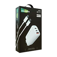 Сетевое З/У MORE CHOICE NC79 1USB/2Type-C 3.0A 65W PD3.0 с кабелем Type-C белый (1/20/100)