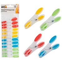 Прищепки для белья Рыжий кот 8.2х1.5см 12шт. ассорти (1/12/144)