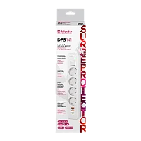 Сетевой фильтр Defender DFS 141 4р.С/З 16A 1.5м 2USB+Type-C 380 Дж белый (1/30)