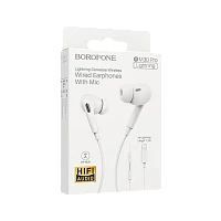 Наушники вставные Borofone BM30 Max с микр. Lightning (m) белый (1/60/240)