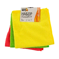 Салфетка Рыжий кот MFS-02/3 30х30см 3шт. микрофибра ассорти (1/5/40)