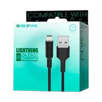 Кабель Borofone BX1 USB (m)-Lightning (m) 1м 2.0A ПВХ черный (1/50/200)