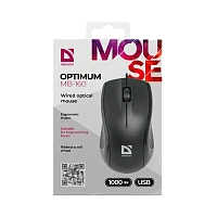 Мышь проводная Defender MB-160 Optimum классическая USB черный (1/40)
