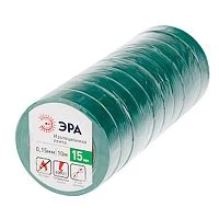 Изолента ЭРА 15мм*10м ПВХ зеленый (1/10/500)