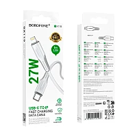 Кабель Borofone BX119 Type-C (m)-Type-C (m) 1м 3.0A 60W ПВХ PD3.0 белый (1/360)