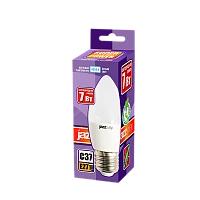 Лампа светодиодная JAZZway C37 E27 7W 4000К 230V свеча матовая (1/10/100)