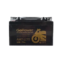 Аккумулятор для мототехники GoPower AMT-1270 12V 7Ah клеммы под болт M5 (1/10)