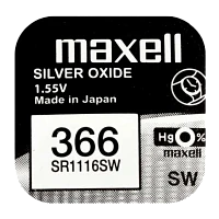 Батарейка Maxell 365/366 BL1 Silver Oxide 1.55V 0%Hg (1/10/100)