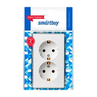 Розетка Smartbuy "Сириус" 2гн. 16A С/З пластик белый