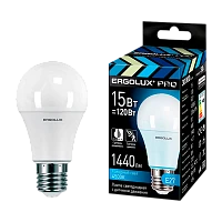 Лампа светодиодная Ergolux A60 E27 15W 4500К 220-240V груша с датчиком движения матовая (1/10/100)