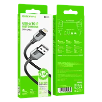 Кабель Borofone BX101 USB (m)-Lightning (m) 1м 2.4A TPE черный (1/360)