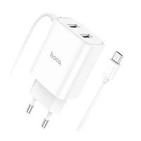 Сетевое З/У HOCO C103A 2USB microUSB (m) 2.1A белый (1/13/130)