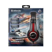 Наушники полноразмерные Defender G-185 Warhead с микр. игровые черный красный (1/16)