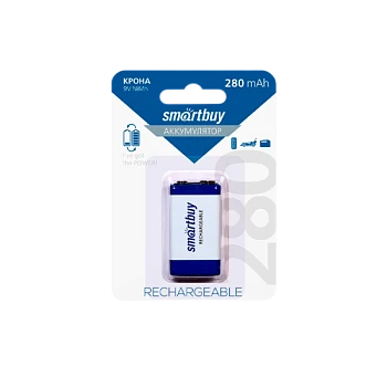 Аккумулятор бытовой Smartbuy Крона 6F22 9V BL1 NI-MH 280mAh (1/25/200)