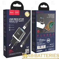 Сетевое З/У HOCO N1 2.4A с кабелем Type-C черный (1/12/120)