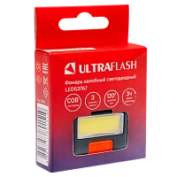 Фонарь налобный Ultraflash LED53767 COB от батареек 3хААA 3 режима черный (1/10/400)