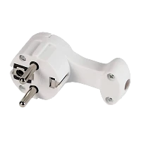 Вилка электрическая Smartbuy С/З 16A IP20 угловая плоская с кольцом белый (1/20/200)