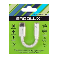 Переходник AUX Ergolux ELX-SA02-C01 Type-C (m)-Jack 3.5mm (f) 0.12м белый (1/10/240)