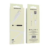 Кабель Borofone BX18 USB (m)-Lightning (m) 2м 1.6A ПВХ белый (1/360)