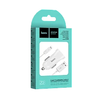 Автомобильное З/У HOCO Z2 1USB 1.5A с кабелем Lightning белый (1/28/280)