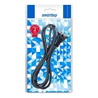 Сетевой шнур в тканевой оплетке без заземления 1,8 метра, 6А/1,2кВт, черный (1/100)