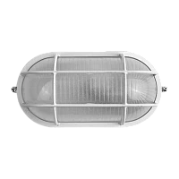 Светильник влагозащищенный Camelion 1201S 100W 230V E27 IP54 накладной решетка 115мм белый (1/8)