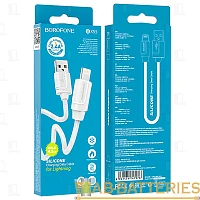 Кабель Borofone BX55 USB (m)-Lightning (m) 1м 2.4A силикон белый (1/360)