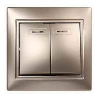 Выключатель Smartbuy 2-клавишный с индикатором 10А шампань "Венера"