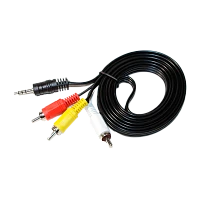 Кабель Atcom AT7320 3xRCA (m)-TRRS 3.5mm (m) 1.8м силикон черный в пакете (1/50/250)