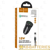 Автомобильное З/У HOCO Z39 2USB 2.4A QC3.0 с кабелем Type-C черный (1/14/140)