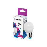Лампа светодиодная Космос GL45 E27 12W 3000К 174-265V шар матовая (1/10/80)