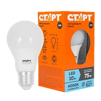 Лампа светодиодная Старт GLS E27 10W 4000К 220V груша Eco матовая (1/10/100)