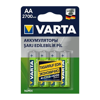 Аккумулятор бытовой Varta HR6 AA BL4 NI-MH 2700mAh (4/40/400) 