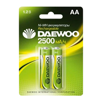 Аккумулятор бытовой Daewoo HR6 AA BL2 NI-MH 2500mAh (2/20/100)