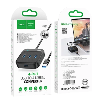 USB-Хаб HOCO HB31 4USB/Type-C Type-C (m) USB3.0 серый (1/19/190)