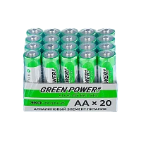 Батарейка GREEN POWERlab LR6 AA БОКС20 Щелочная 1.5V (4/20/120/720)