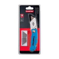 Нож строительный Smartbuy складной с 5 сменными лезвиями голубой