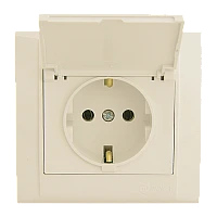 Розетка Makel Defne 1гн. 16A С/З со шторкой кремовый 42010029 (1/12)
